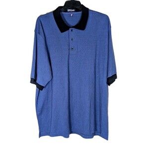 Vintage King Louie Polo Shirt 2XL Blue Black USA Made UFCW Union 100% Cotton